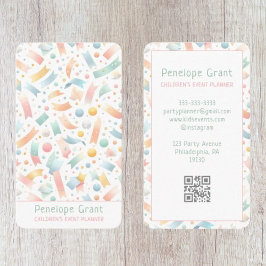 Pastel Schattige Confetti Kinder Feest en Event Pl Visitekaartje