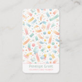 Pastel Schattige Confetti Kinder Feest en Event Pl Visitekaartje (Voorkant)