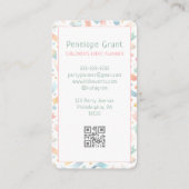 Pastel Schattige Confetti Kinder Feest en Event Pl Visitekaartje (Achterkant)