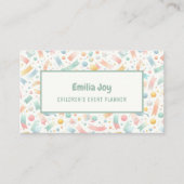Pastel Schattige Confetti Waterverf Party en Event Visitekaartje (Voorkant)