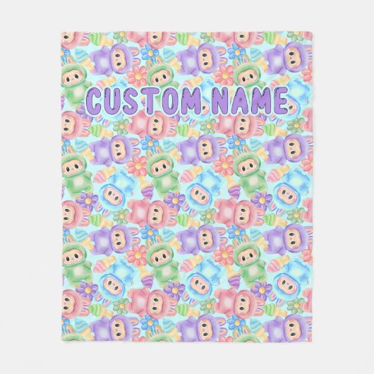 Pastel schattige deken, gepersonaliseerde gezellig fleece deken (Voorkant)