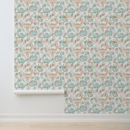 Pastel schattige dinosaurussen behang