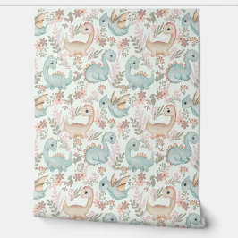 Pastel schattige dinosaurussen behang