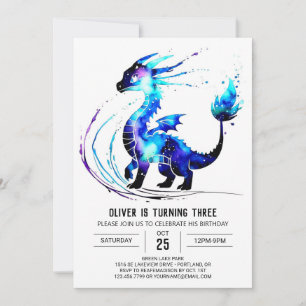 Pastel Schattige Dragon Digital Boy Verjaardag Kaart