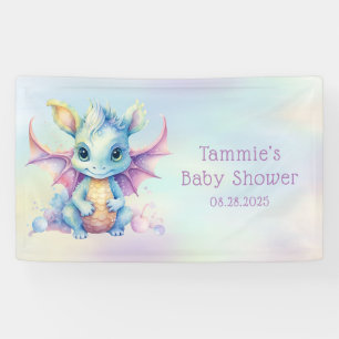 Pastel Schattige Dragon Girl Baby shower Aangepast Spandoek