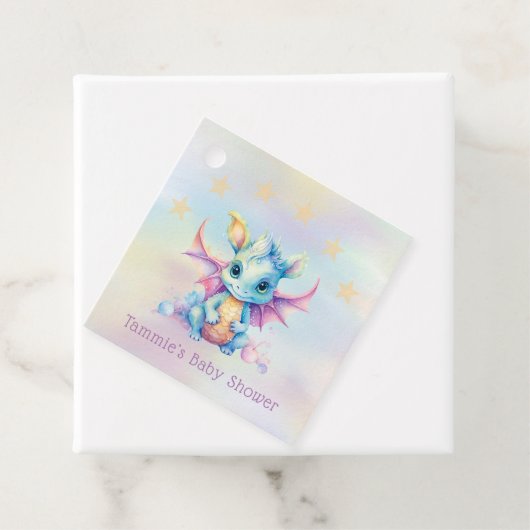 Pastel Schattige Dragon Meisje Baby shower Dank u Bedankjes Labels (In situ)