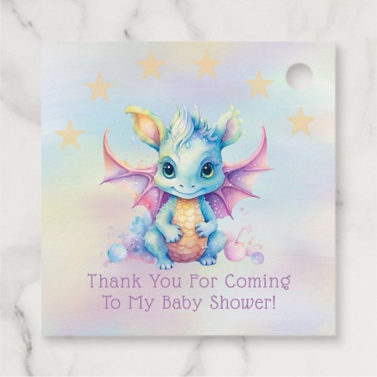 Pastel Schattige Dragon Meisje Baby shower Dank u Bedankjes Labels (Achterkant)