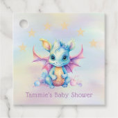 Pastel Schattige Dragon Meisje Baby shower Dank u Bedankjes Labels (Voorkant)