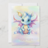 Pastel Schattige Dragon Meisje Baby shower Kaart (Achterkant)