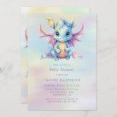 Pastel Schattige Dragon Meisje Baby shower Kaart (Voorkant / Achterkant)