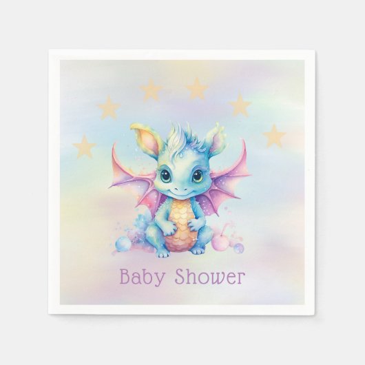 Pastel Schattige Dragon Meisje Baby shower Servet (Voorkant)
