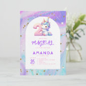 Pastel Schattige Eenhoorn Meisje 2e Verjaardag Kaart (Staand voorkant)