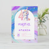 Pastel Schattige Eenhoorn Meisje 4e Verjaardag Kaart (Staand voorkant)