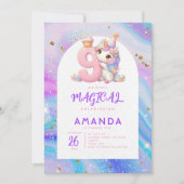 Pastel Schattige Eenhoorn Meisje 9e Verjaardag Uit Kaart (Voorkant)