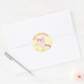Pastel Schattige eenhoorn Verjaardagsfeest Ronde Sticker (Envelop)
