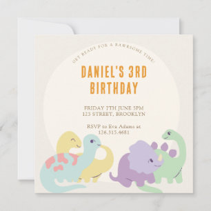 Pastel Schattige Geïllustreerde Dinosaurus Kindere Kaart