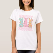 Pastel Schattige Groovy Hoppy Paashaas Vrouwen T-shirt (Voorkant)