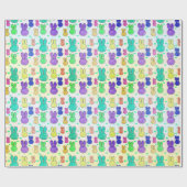 Pastel Schattige Konijnkonijn Kind Tekeningen Lent Cadeaupapier (Vlak)