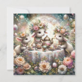 Pastel Schattige Lamb Easter Tea Party Feestdagenkaart (Voorkant)