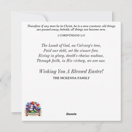 Pastel Schattige Lamb Easter Tea Party Feestdagenkaart (Achterkant)