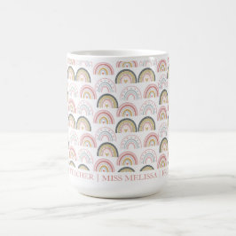 Pastel Schattige Regenboog & Hart Geweldige Leraar Koffiemok