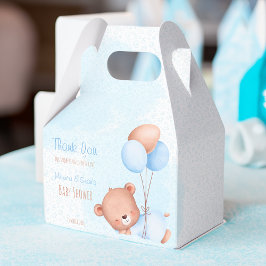 Pastel schattige tederbeer met baby shower van bal bedankdoosjes