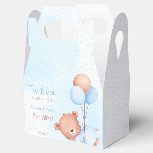 Pastel schattige tederbeer met baby shower van bal bedankdoosjes (Geopend)