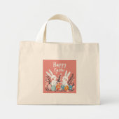 Pastel Schattige Twee Bunny Illustration Canvas ta Mini Tote Bag (Voorkant)