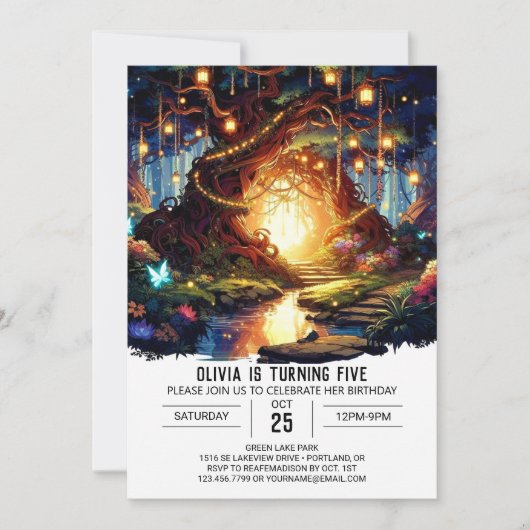 Pastel Schattige Woodland Digitale Verjaardag Kaart (Voorkant)