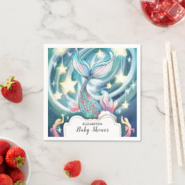 Pastel Schattige Zeemeermin Baby shower Servet