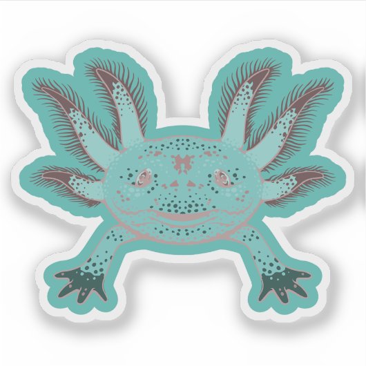 Pastel Schattigee Axolotl Vinyl Stickers (Voorkant)