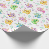 Pastel Schattigee draken en diamanten Cadeaupapier (Hoek)