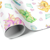 Pastel Schattigee draken en diamanten Cadeaupapier (Rol Hoek)