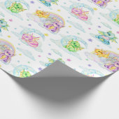 Pastel Schattigee draken en regenbogen Cadeaupapier (Hoek)