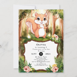 Pastel Schattigee Eekhoorn Verjaardag Kaart