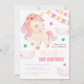 Pastel Schattigee Eenhoorn Bunting Flag Meisje Ver Kaart (Voorkant)