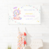 Pastel Schattigee Eenhoorn Magische Dag Verjaardag Spandoek (Insitu)