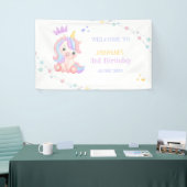 Pastel Schattigee Eenhoorn Magische Dag Verjaardag Spandoek (Beurs)