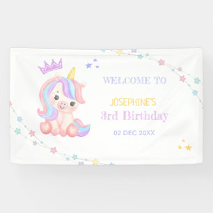 Pastel Schattigee Eenhoorn Magische Dag Verjaardag Spandoek