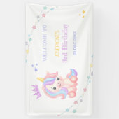 Pastel Schattigee Eenhoorn Magische Dag Verjaardag Spandoek (Verticaal)