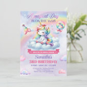 Pastel Schattigee eenhoorn op een wolk meisje derd Kaart (Staand voorkant)