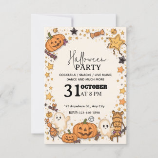 Pastel Schattigee Halloween Party Invitation – Bew Kaart
