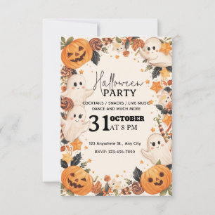 Pastel Schattigee Halloween Party Invitation – Bew Kaart