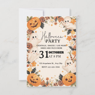 Pastel Schattigee Halloween Party Invitation – Bew Kaart