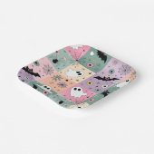 Pastel Schattigee Halloween Spooky Ghost Geruit Papieren Bordje (Gebogen)