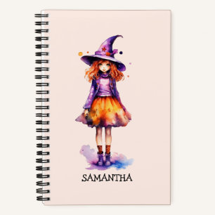 Pastel Schattigee heks meisje - Halloween esthetie Notitieboek