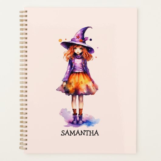 Pastel Schattigee heks meisje - Halloween esthetie Planner (Voorkant)