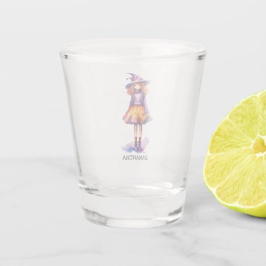 Pastel Schattigee heks meisje - Halloween esthetie Shot Glas (Achterkant)