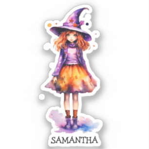 Pastel Schattigee heks meisje - Halloween esthetie Sticker