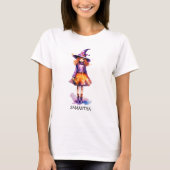 Pastel Schattigee heks meisje - Halloween esthetie T-shirt (Voorkant)